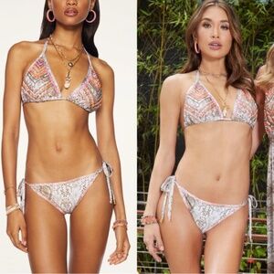 Ramy brook Lilo python snake print embroider embellished bikini SET